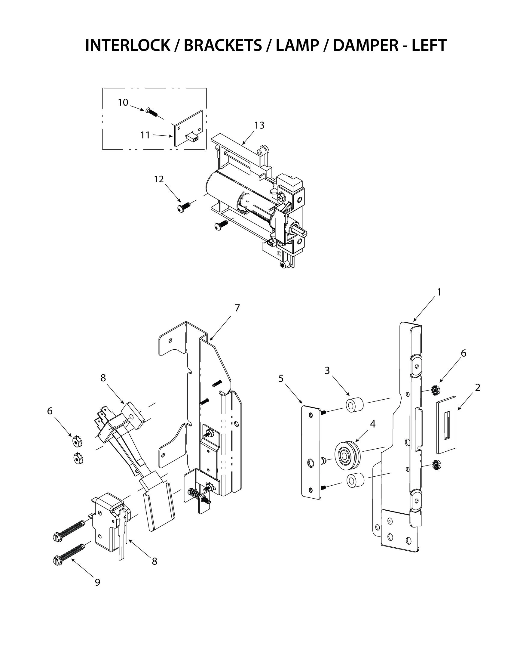 INTERLOCK / BRACKETS / LAMP / DAMPER - LEFT