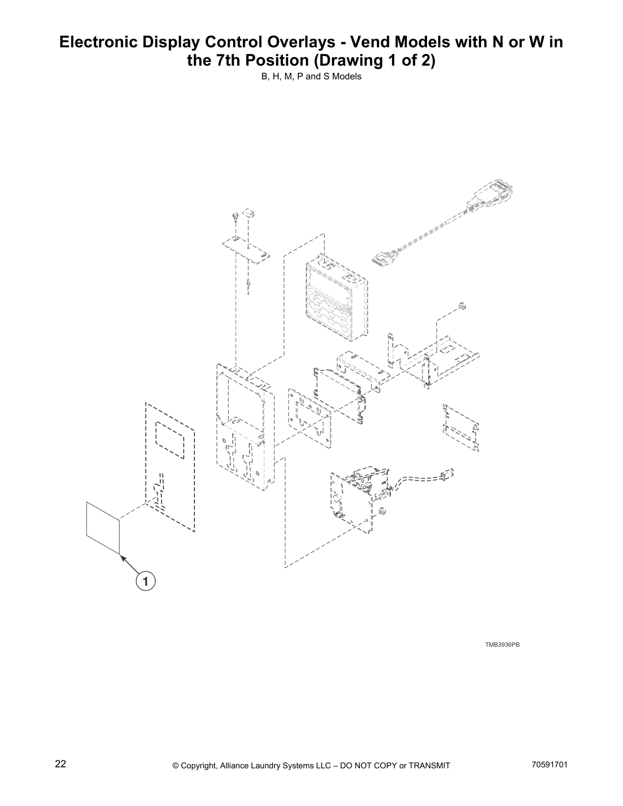 Electronic Display Control Overlays - Vend Models with N or W in 
the 7th Position (Drawing 1 of 2)