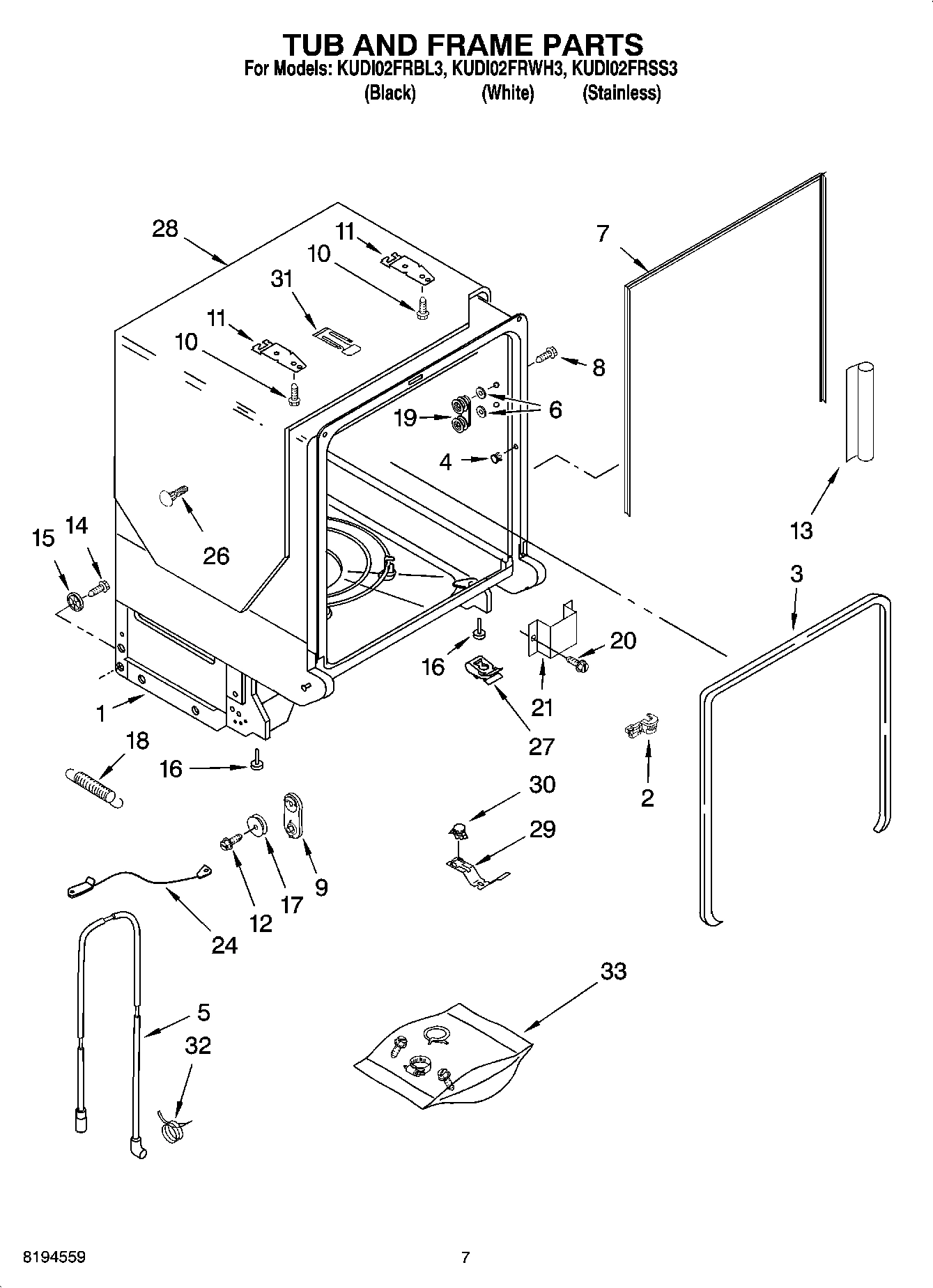 07 - TUB AND FRAME PARTS