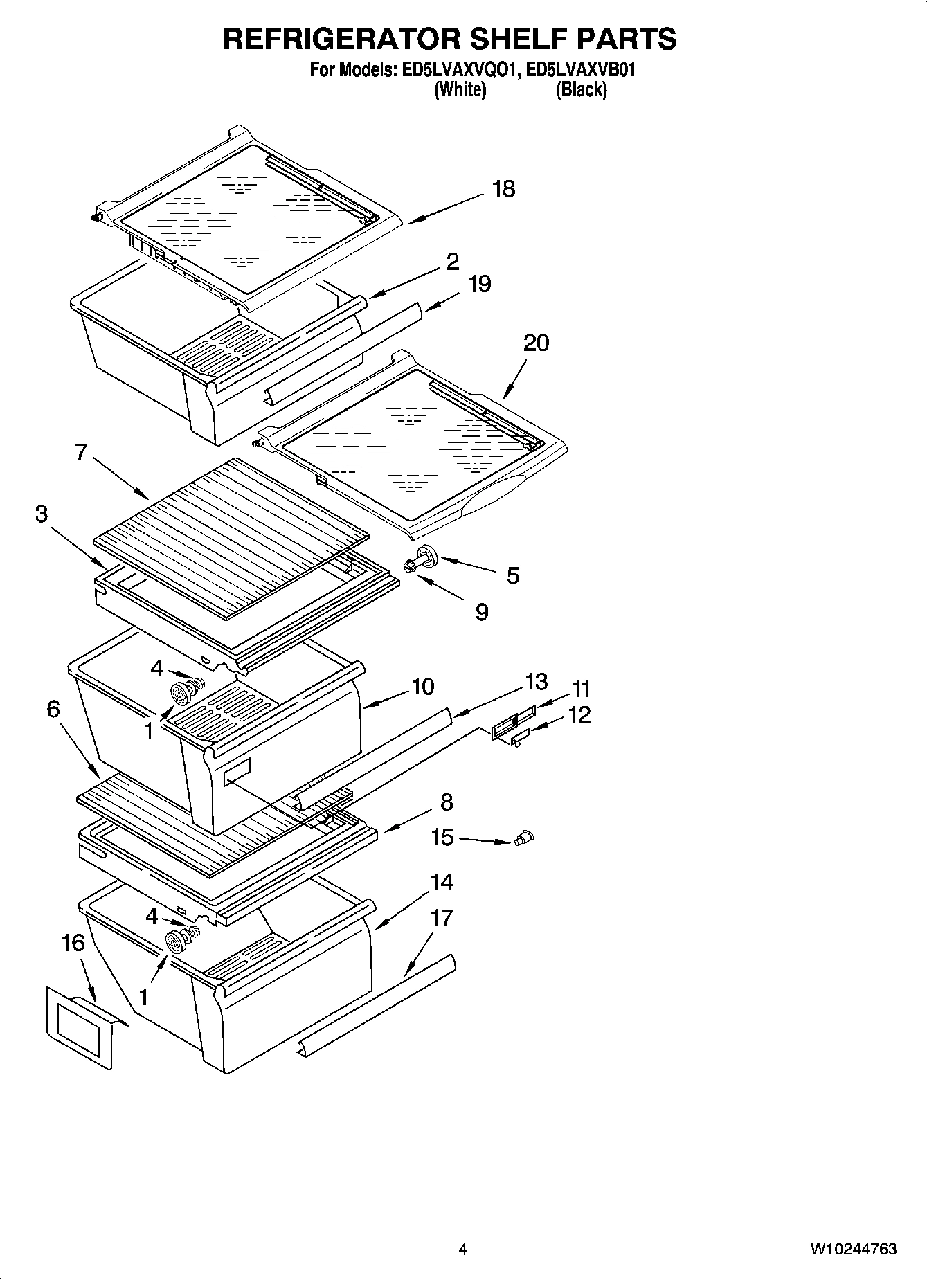 03 - REFRIGERATOR SHELF PARTS