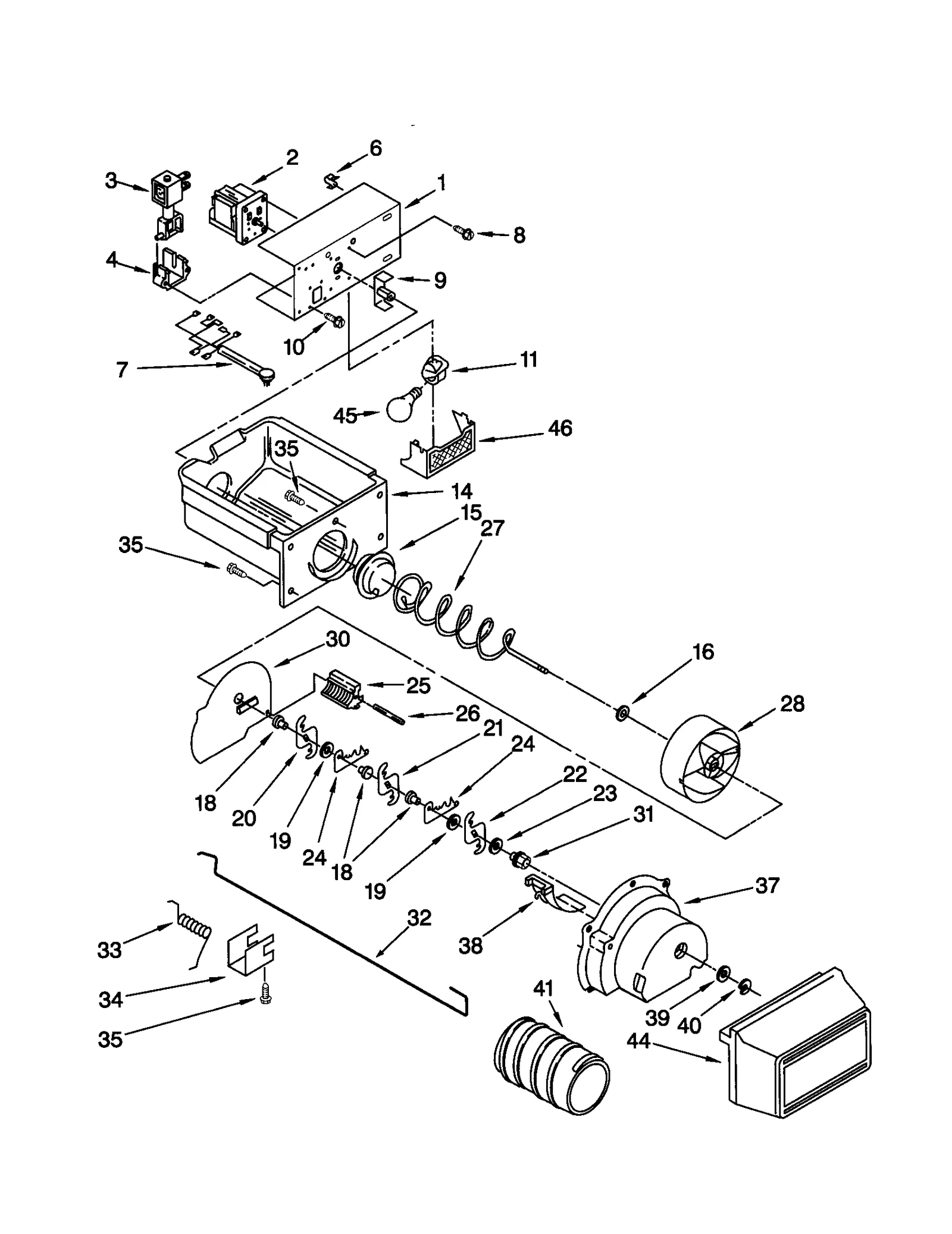 MOTOR AND ICE CONTAINER