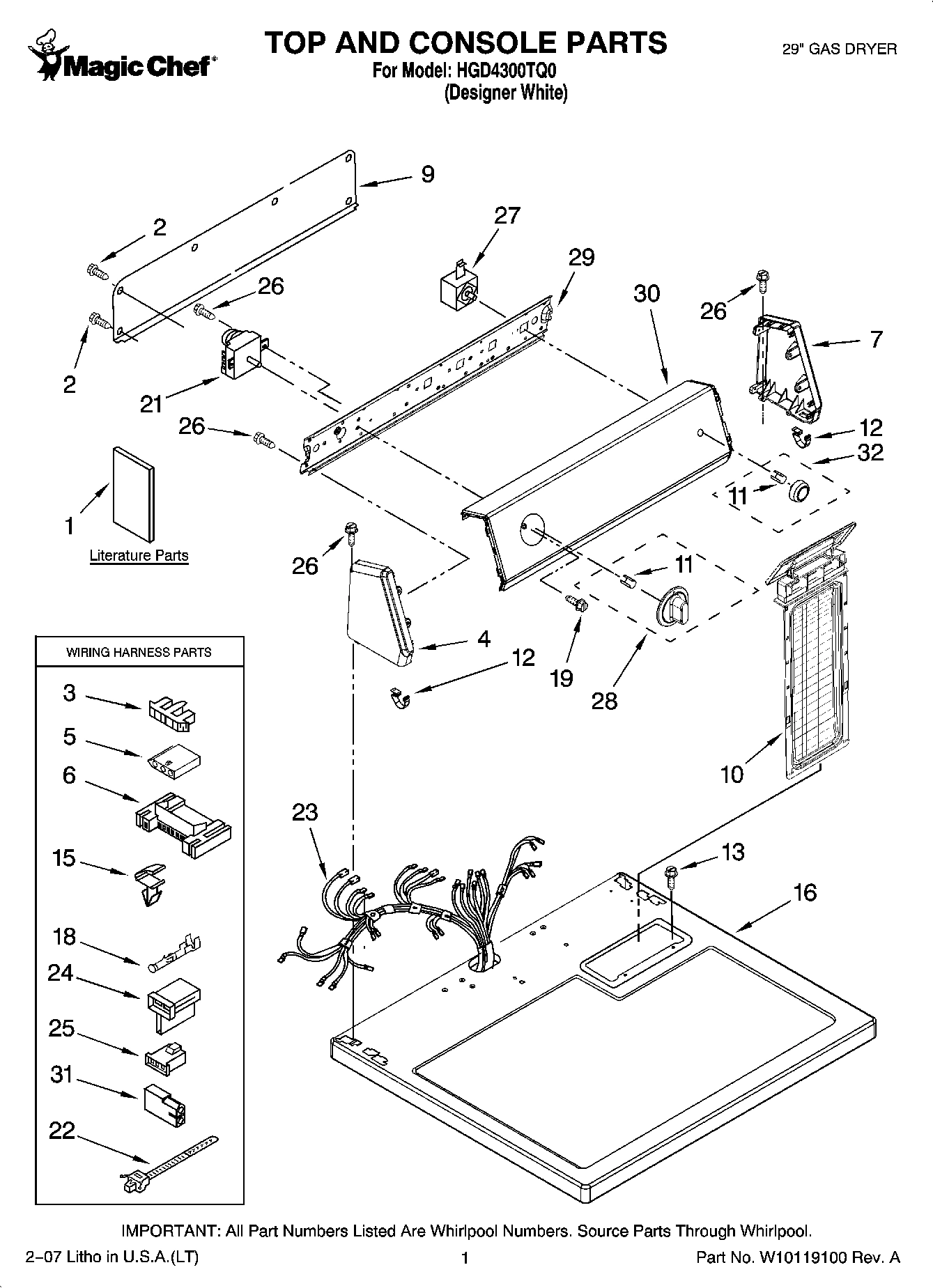 01 - TOP AND CONSOLE PARTS