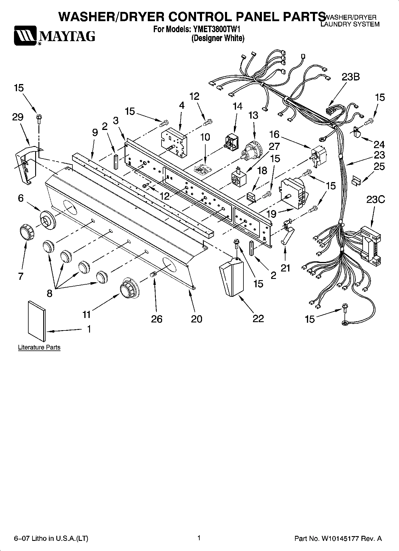 01 - WASHER/DRYER CONTROL PANEL PARTS