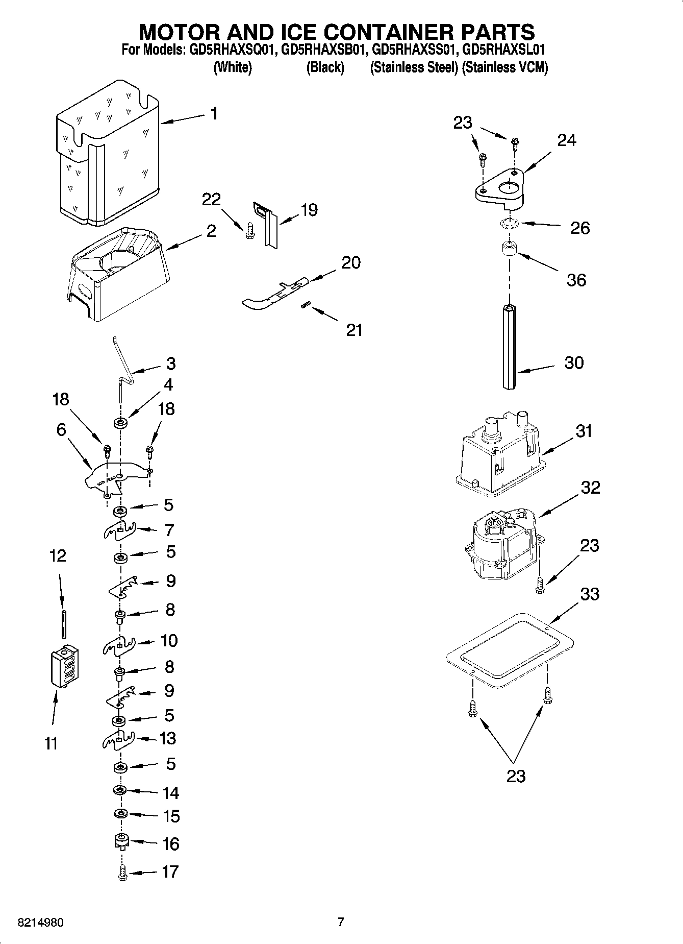 05 - MOTOR AND ICE CONTAINER PARTS