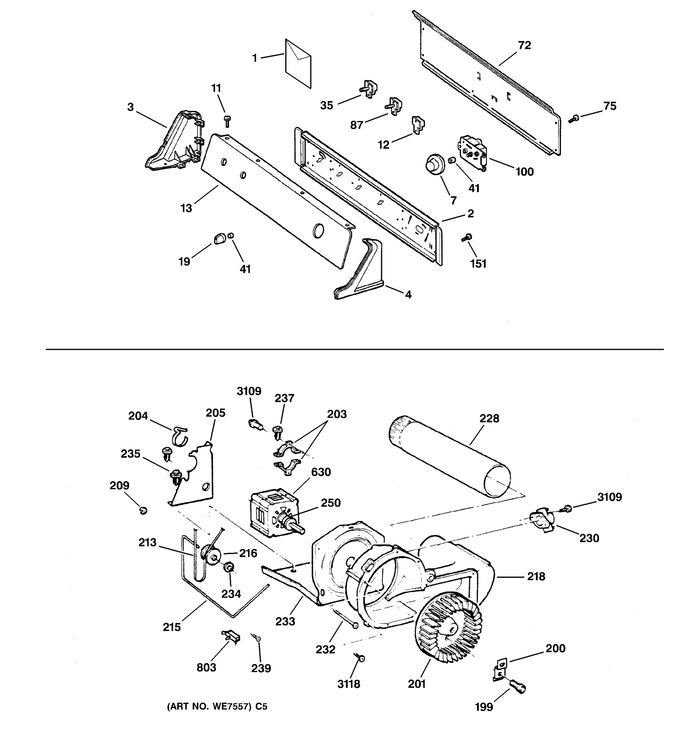 BACKSPLASH, BLOWER & DRIVE ASSEMBLY