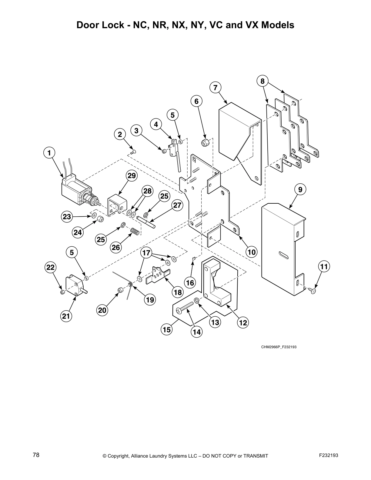 Door Lock - NC, NR, NX, NY, VC and VX Models