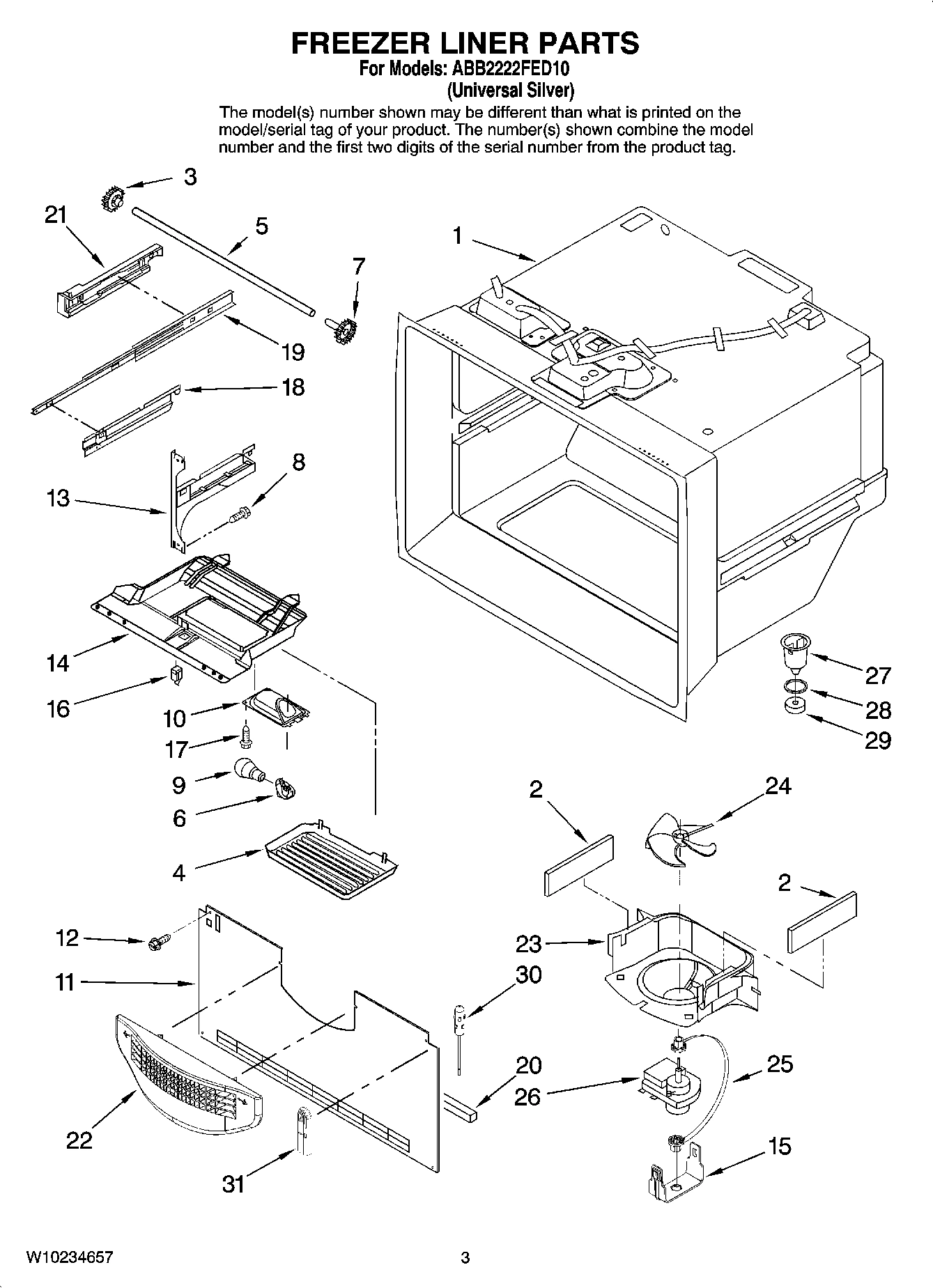 02 - FREEZER LINER PARTS