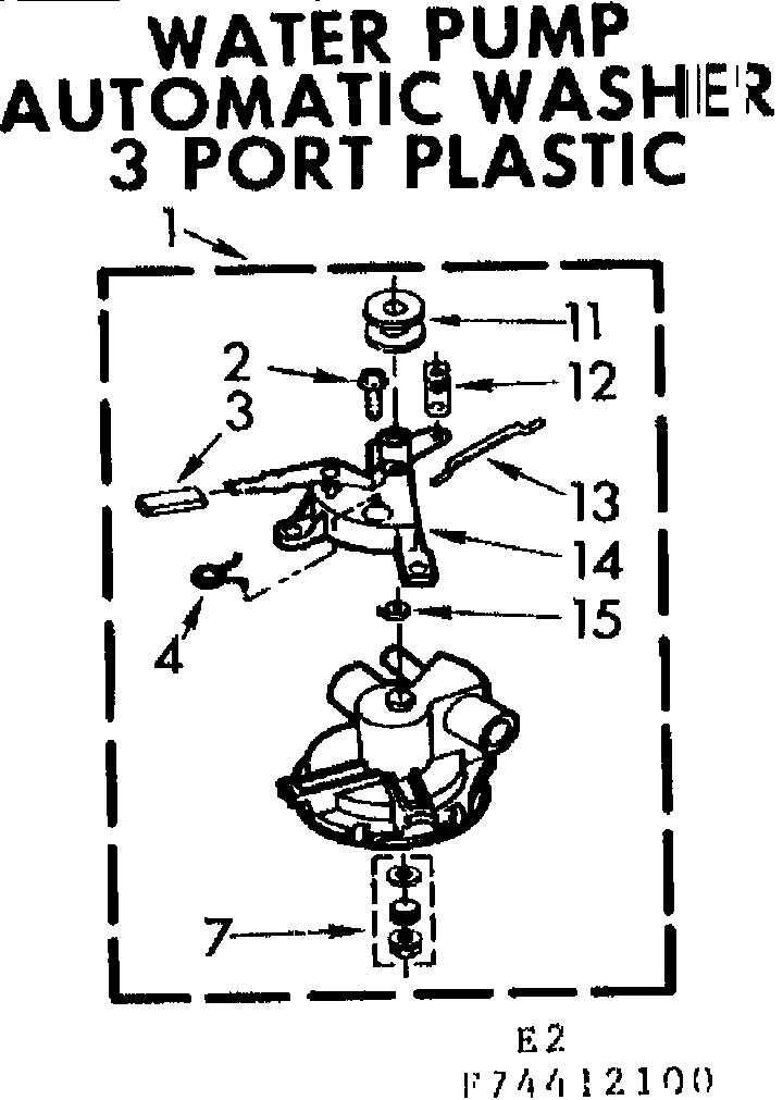 WATER PUMP AUTOMATIC WASHER 3 PORT PLASTIC