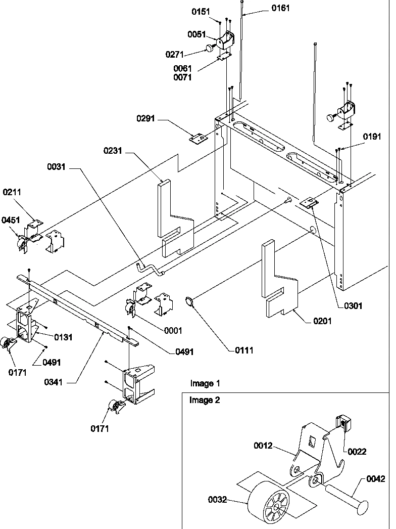 01 - BOTTOM HINGE AND ROLLER ASSY