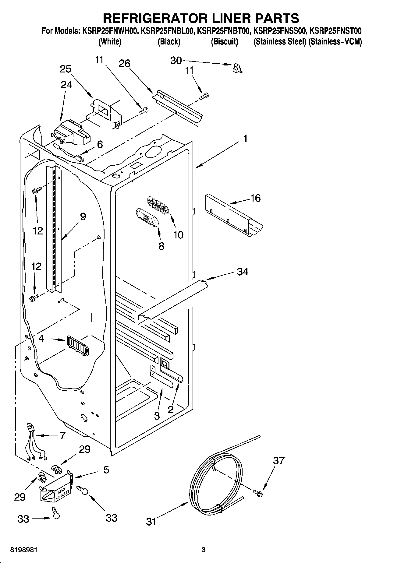 02 - REFRIGERATOR LINER PARTS