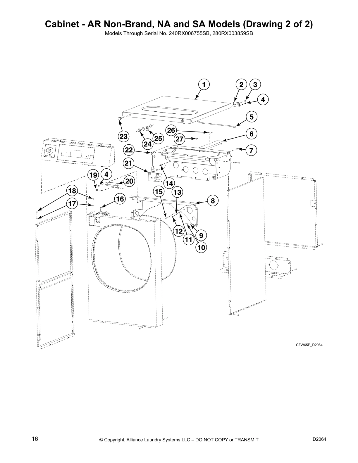 Cabinet - AR Non-Brand, NA and SA Models (Drawing 2 of 2)