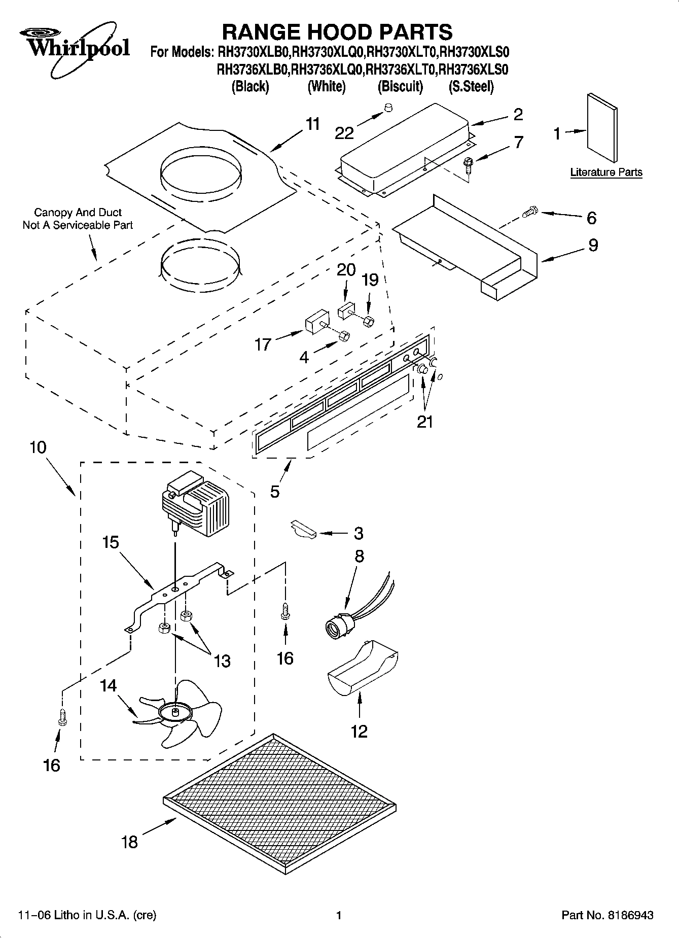 01 - RANGE HOOD PARTS