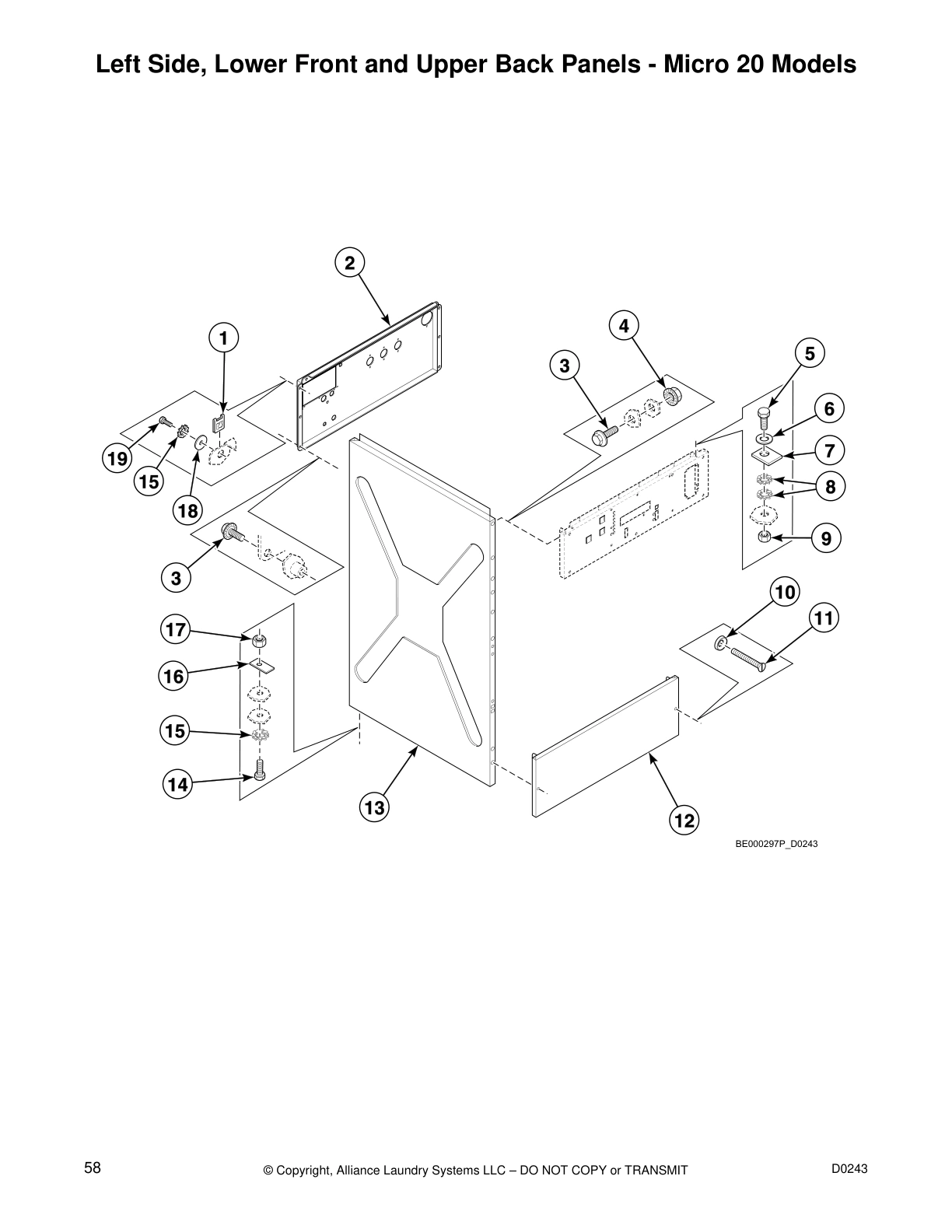 Left Side, Lower Front and Upper Back Panels - Micro 20 Models