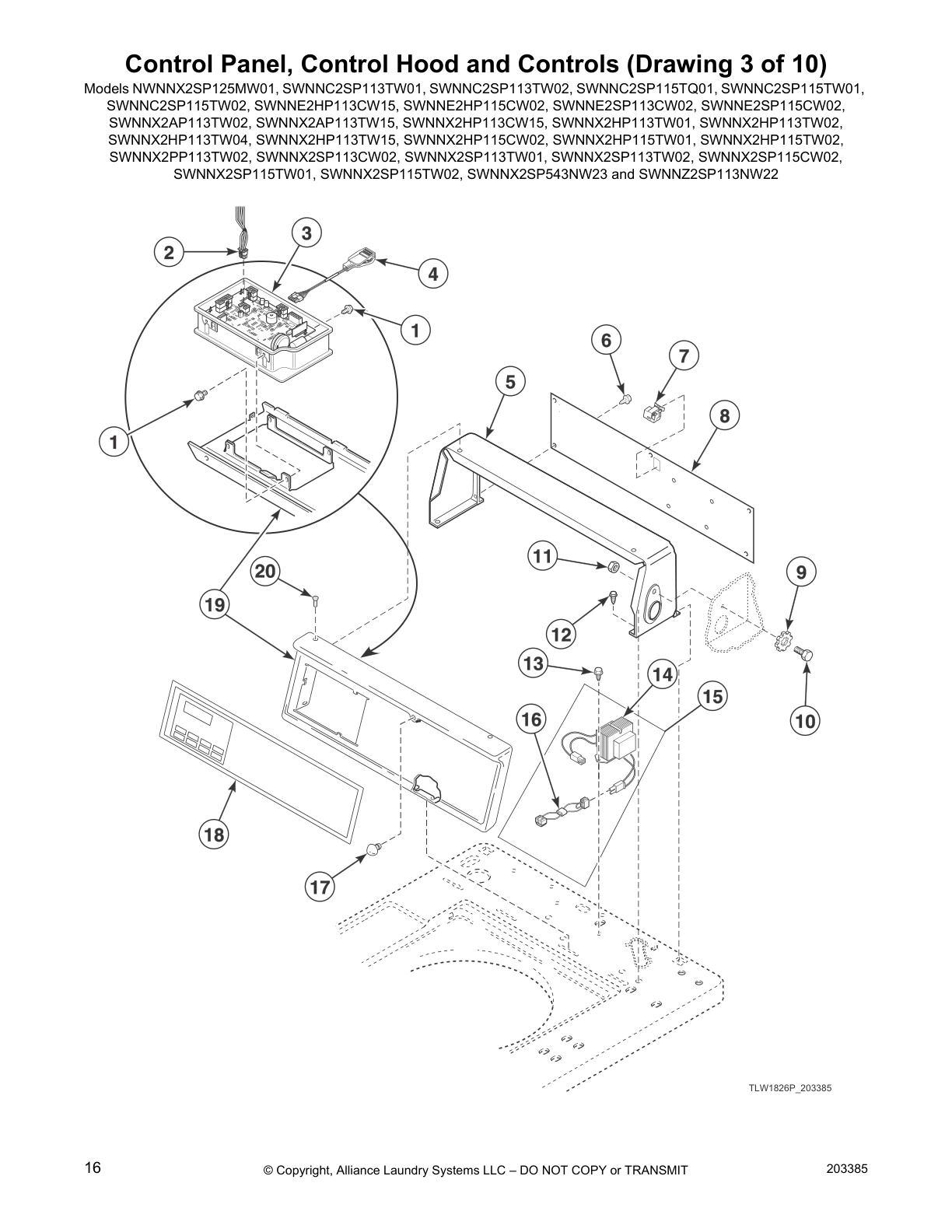 Control Panel, Control Hood and Controls (Drawing 3 of 10)