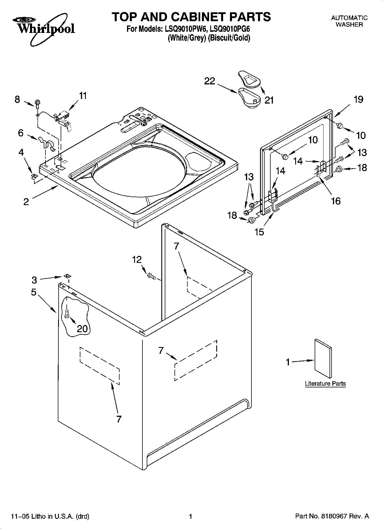 01 - TOP AND CABINET PARTS