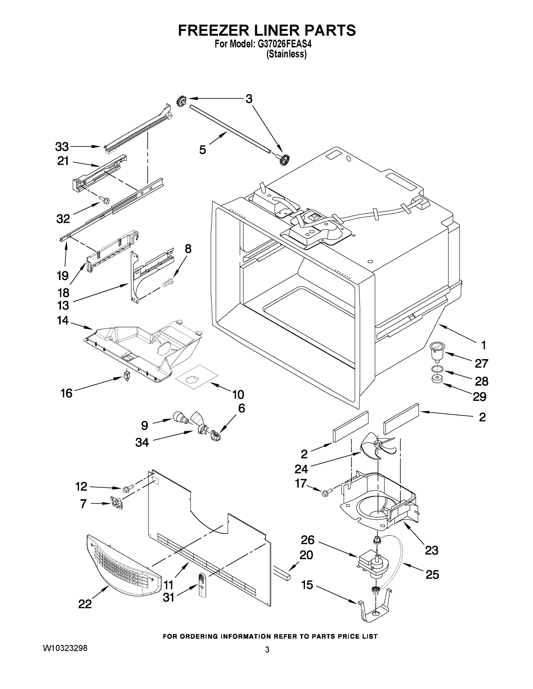 02 - FREEZER LINER PARTS
