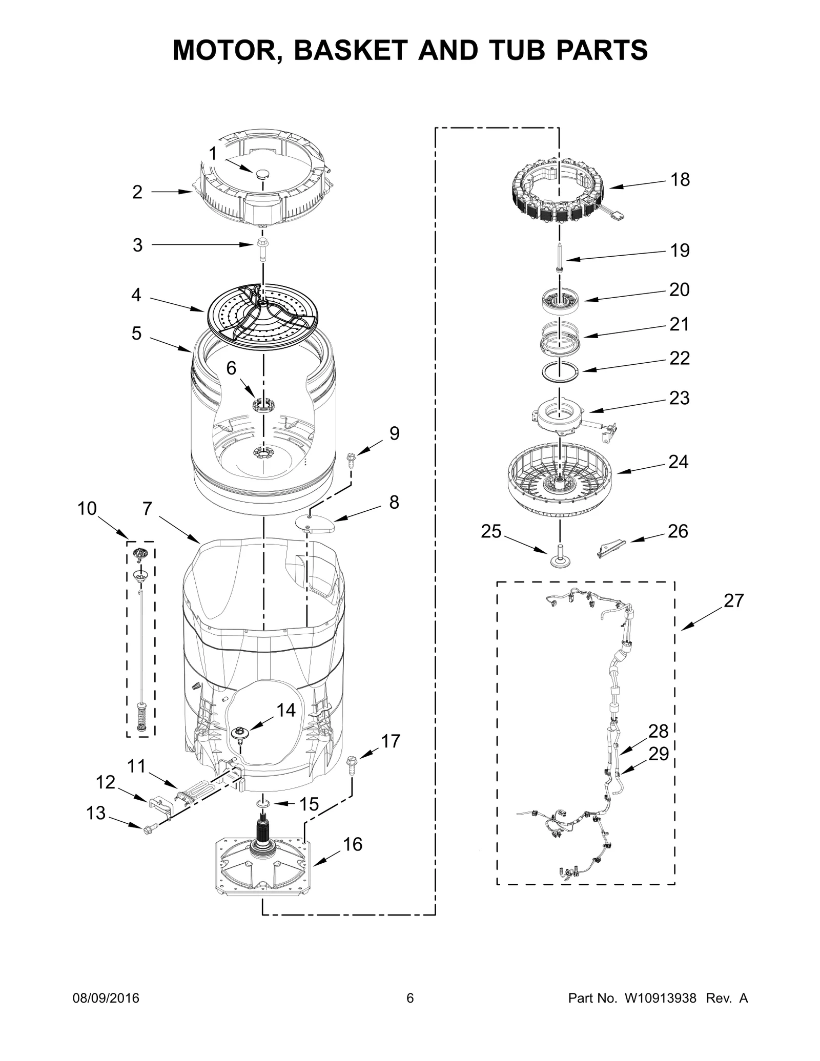 MOTOR, BASKET AND TUB PARTS
