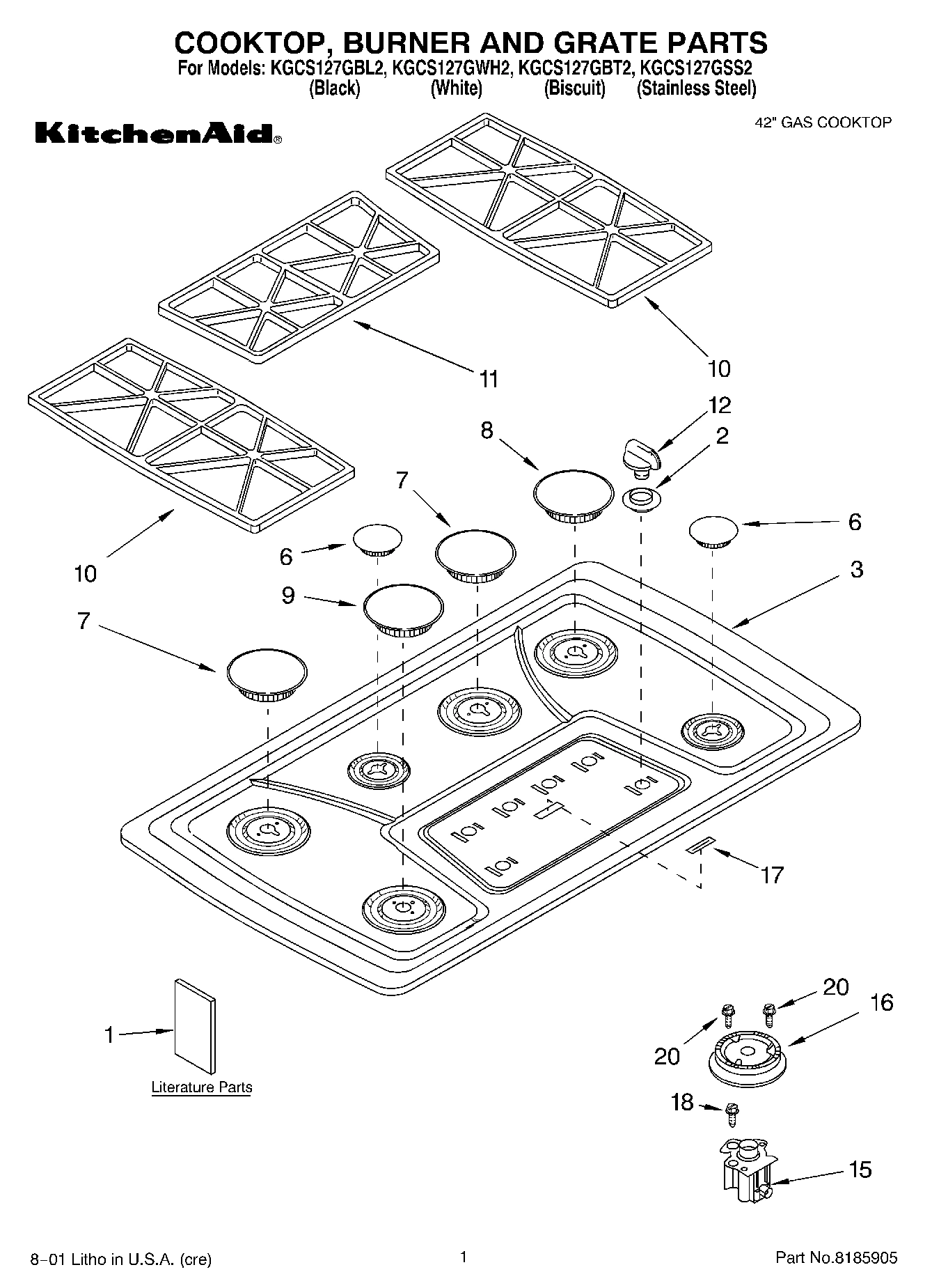 01 - COOKTOP, BURNER AND GRATE PARTS