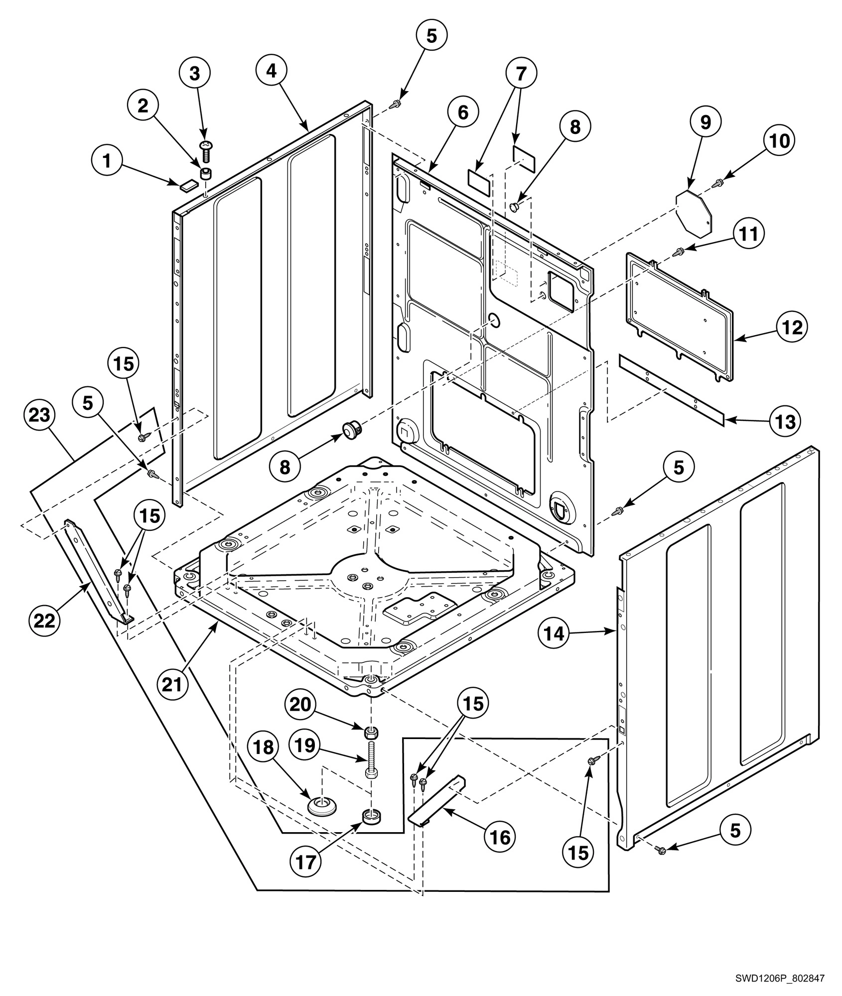 Washer Base, Panels and Rear Panel