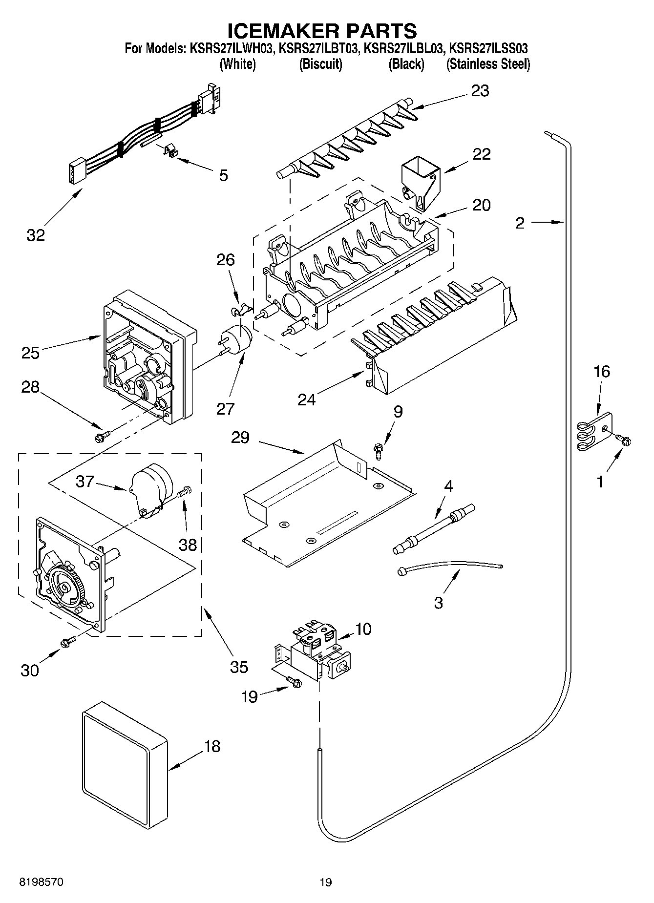 12 - ICEMAKER PARTS, PARTS NOT ILLUSTRATED