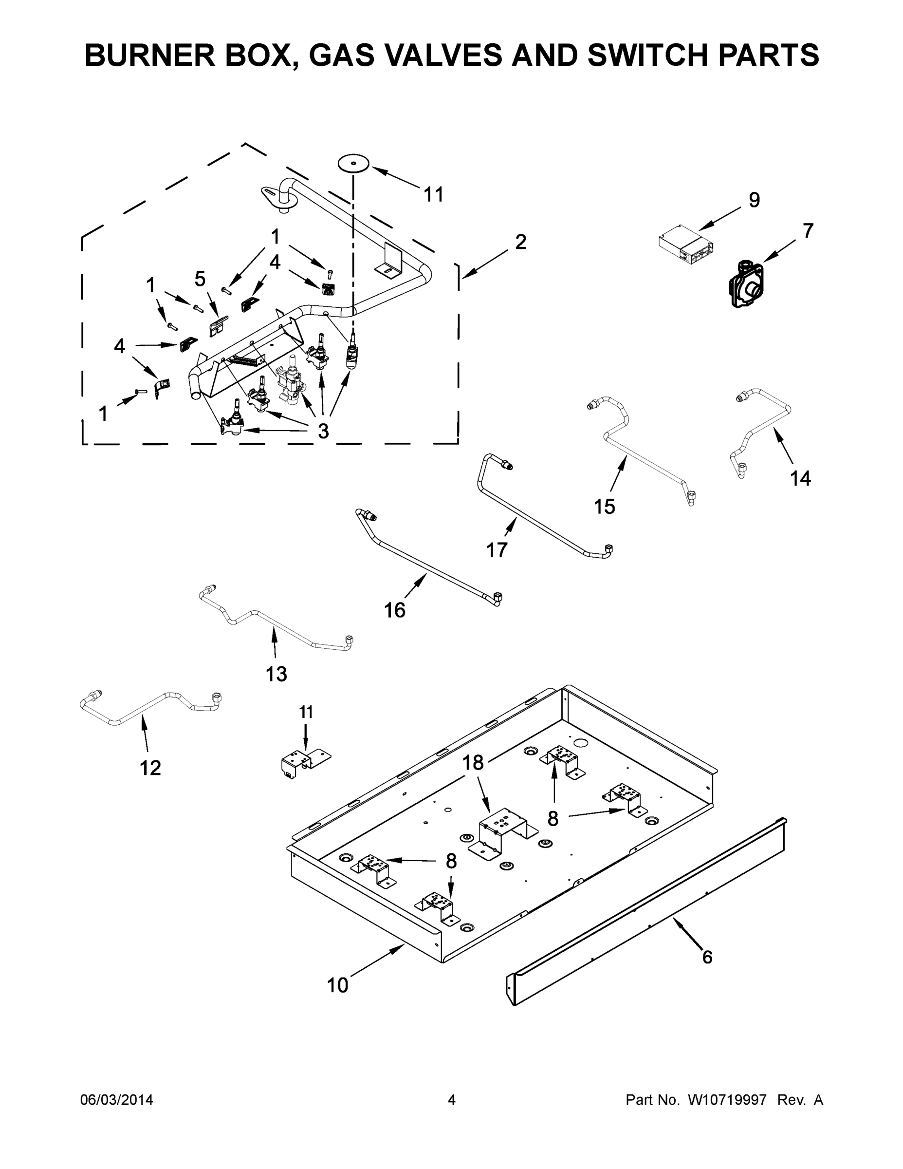 03 - BURNER BOX, GAS VALVES AND SWITCH PARTS