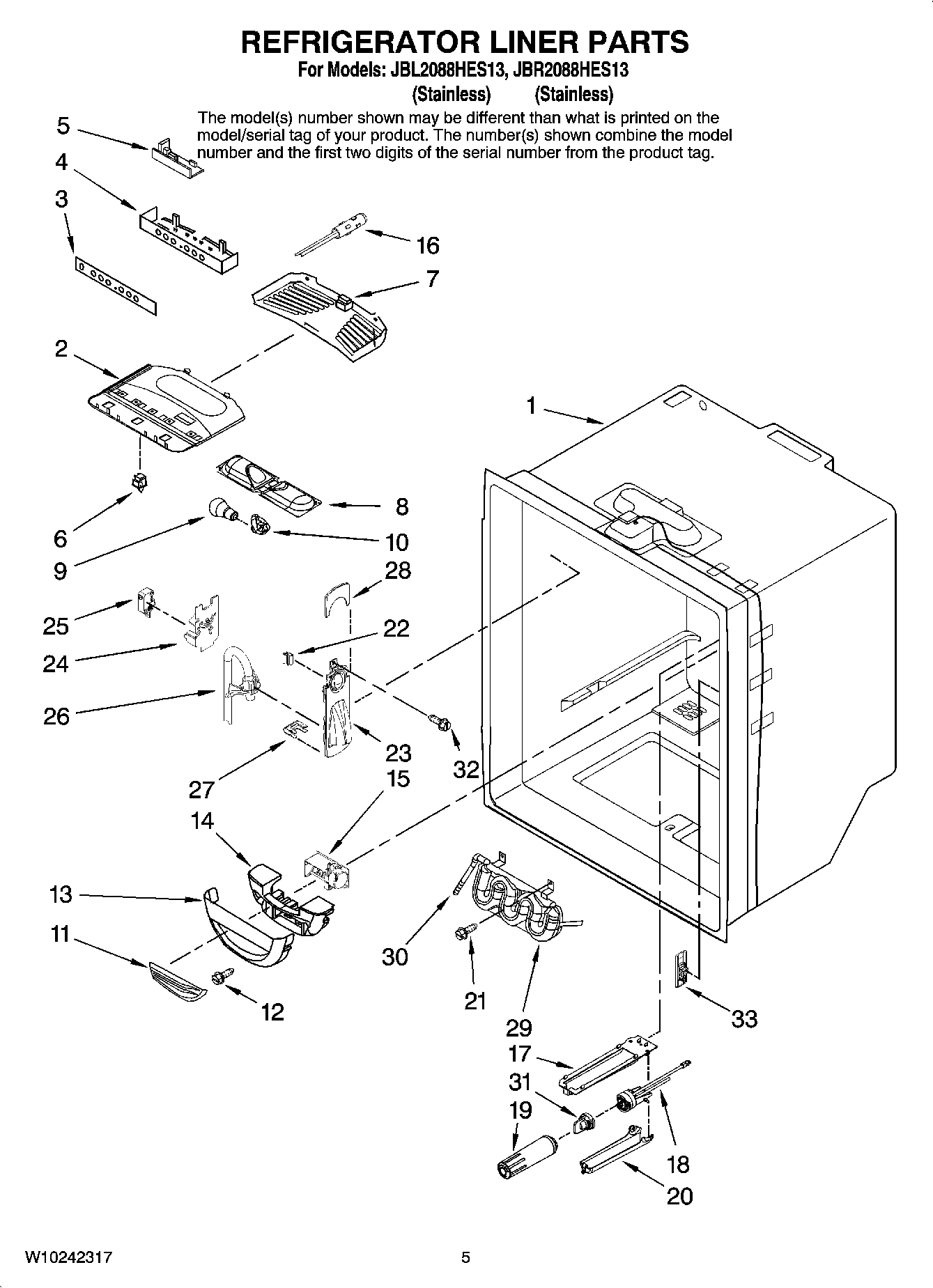 03 - REFRIGERATOR LINER PARTS