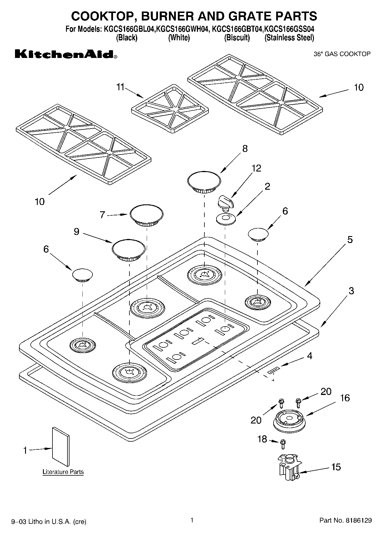 01 - COOKTOP, BURNER AND GRATE PARTS