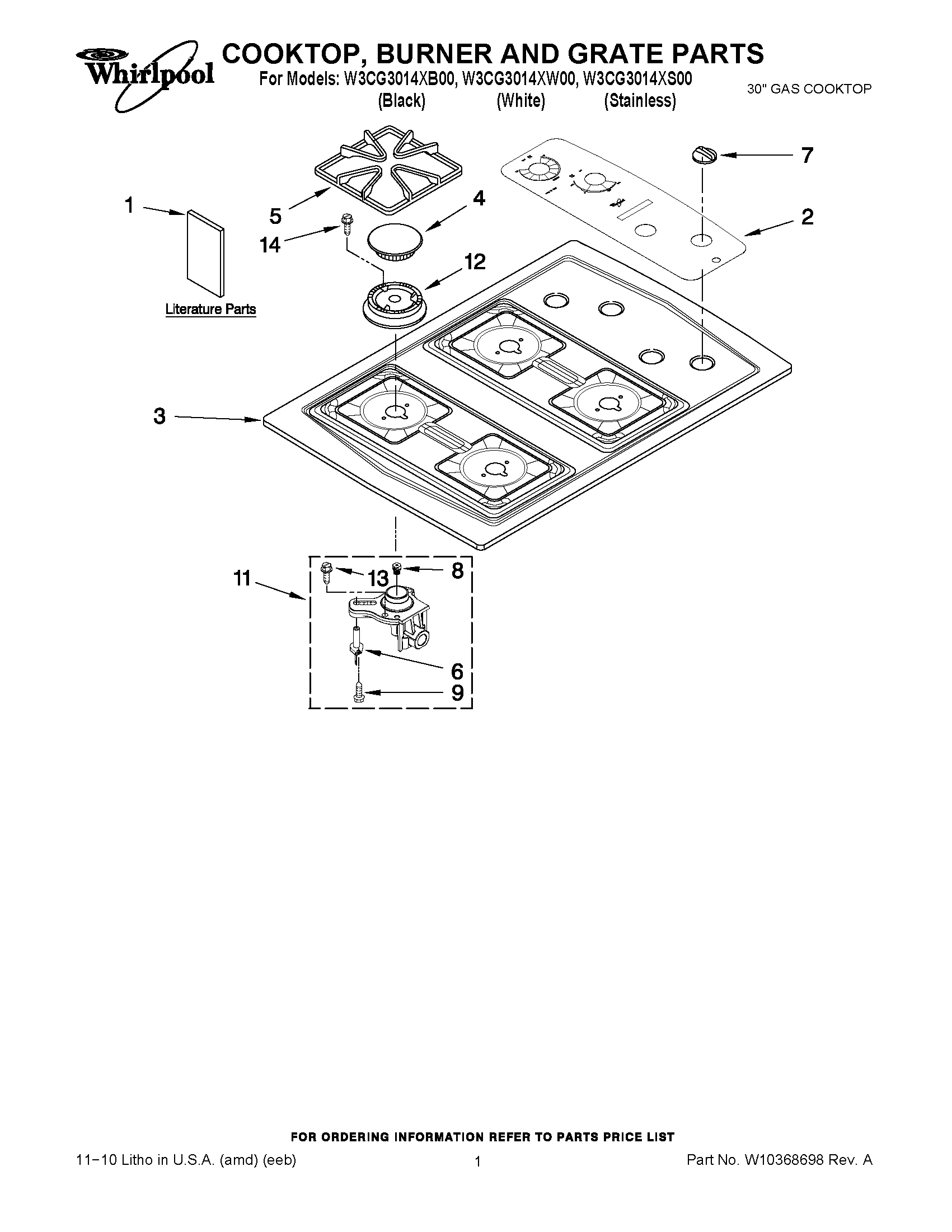 01 - COOKTOP, BURNER AND GRATE PARTS