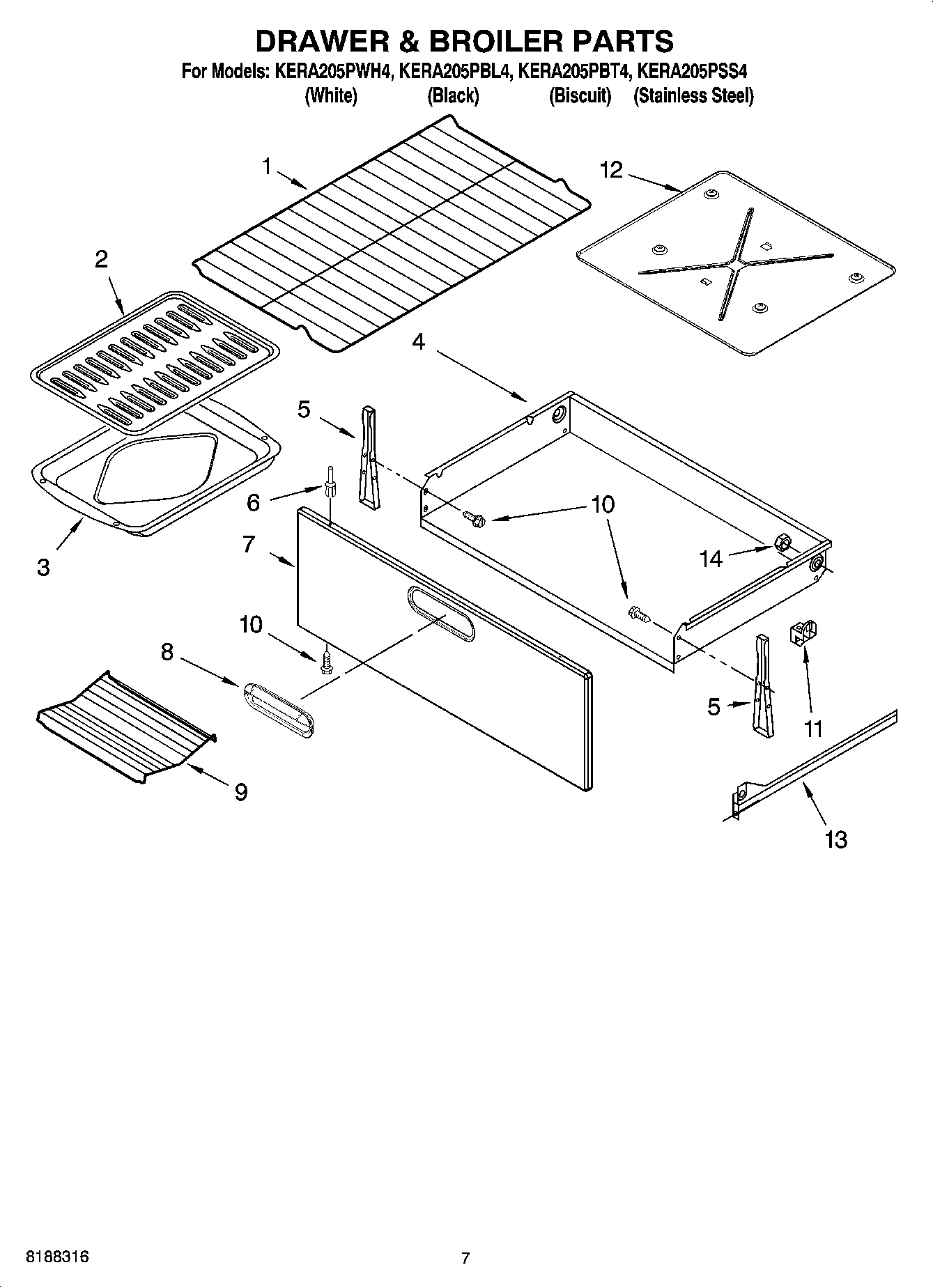 05 - DRAWER & BROILER PARTS, OPTIONAL PARTS (NOT INCLUDED)
