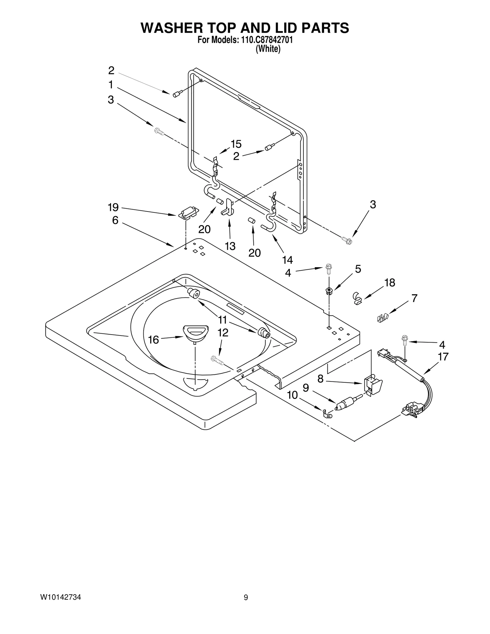 WASHER TOP AND LID PARTS