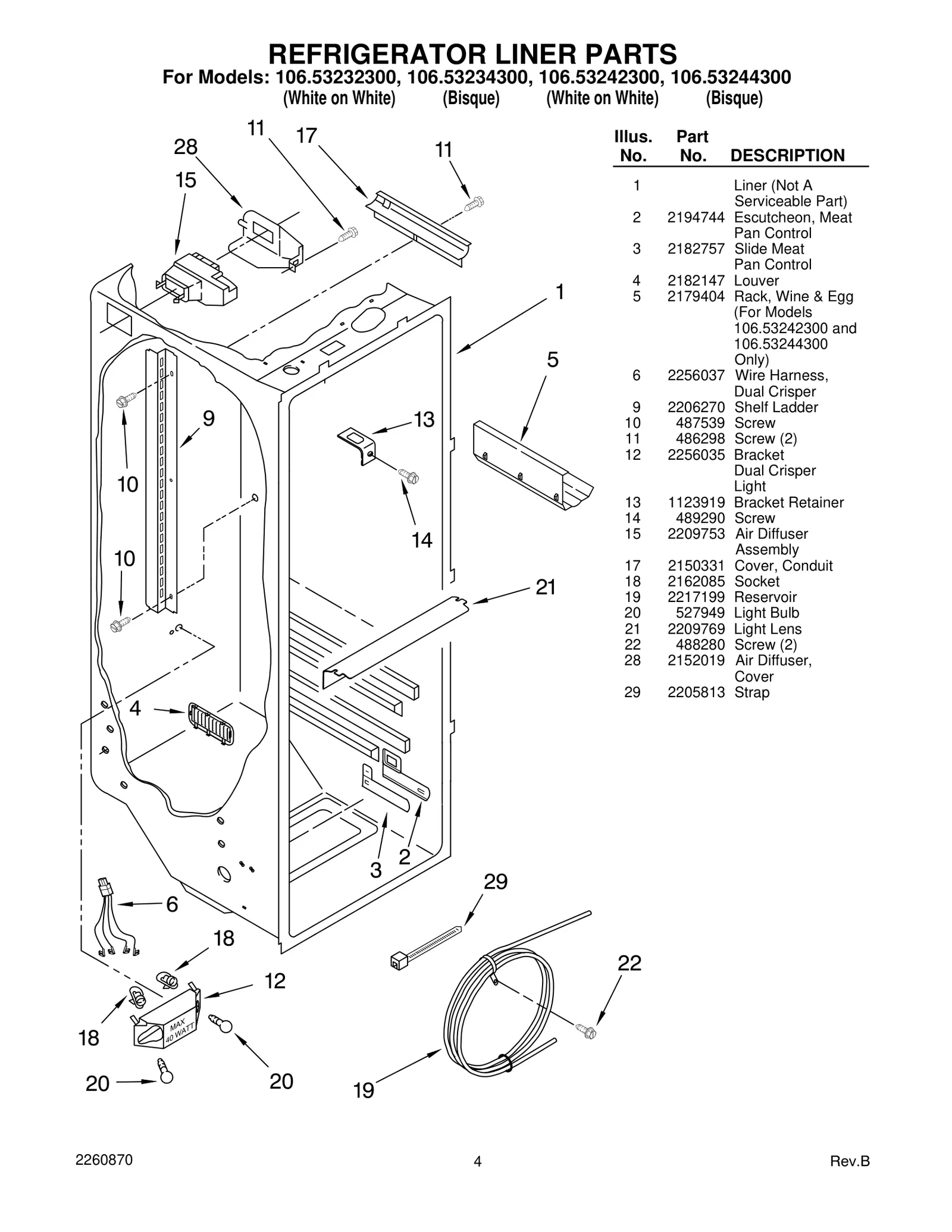 REFRIGERATOR LINER PARTS