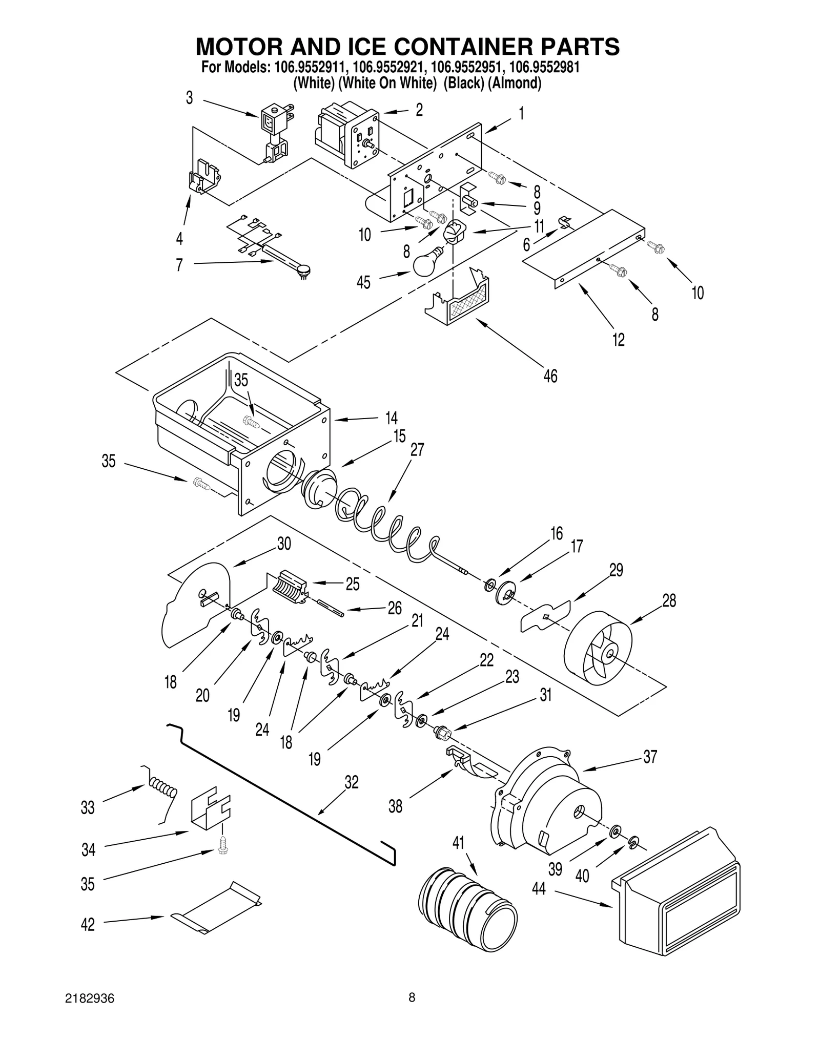 MOTOR AND ICE CONTAINER PARTS