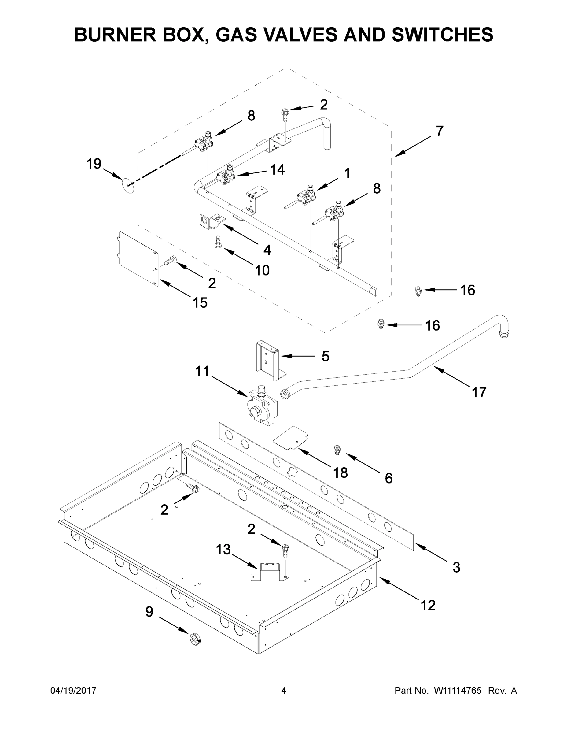 03 - BURNER BOX, GAS VALVES AND SWITCHES