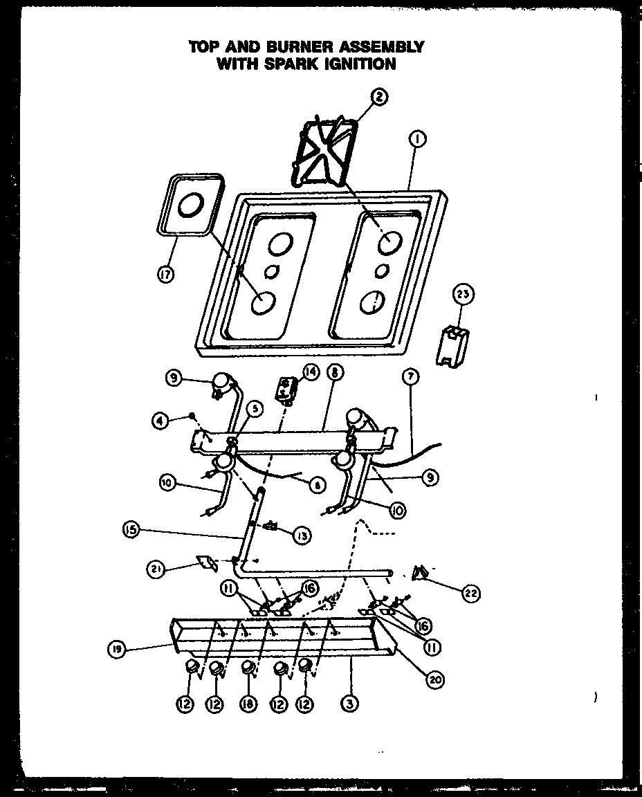 03 - TOP AND BURNER ASSY WITH SPARK IGNITION