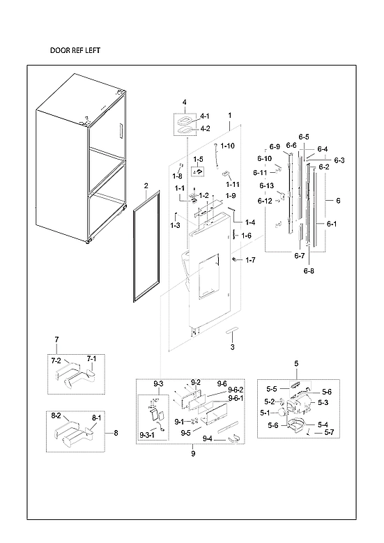 Left Refrigerator Door Parts