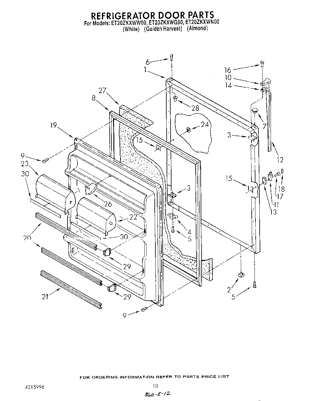08 - REFRIGERATOR DOOR , NOT ILLUSTRATED