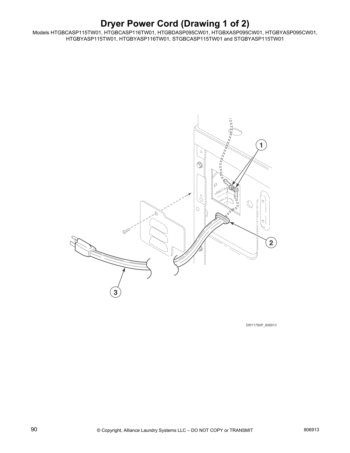 Dryer Power Cord (Drawing 1 of 2)