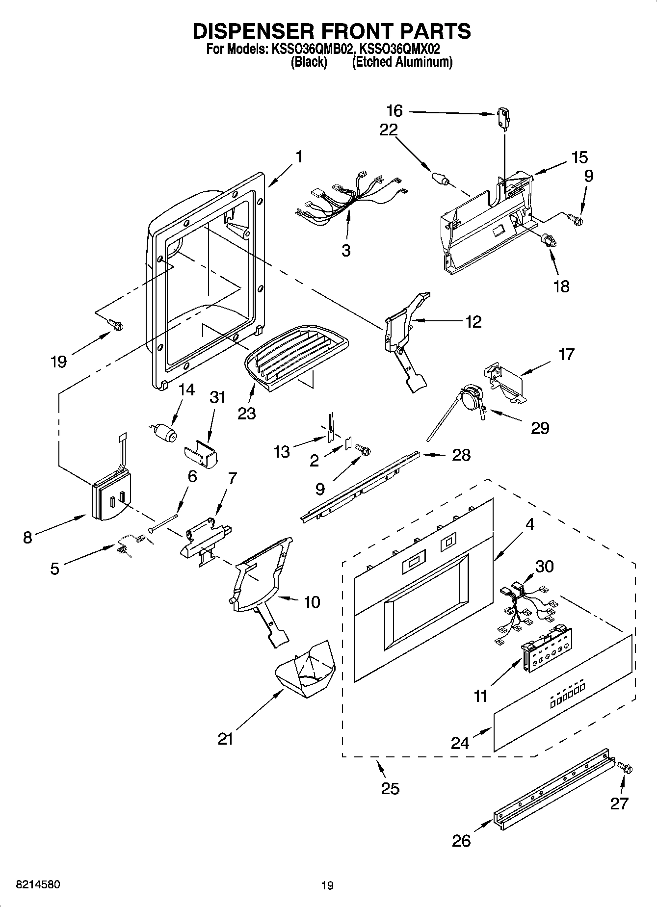 12 - DISPENSER AND FRONT PARTS