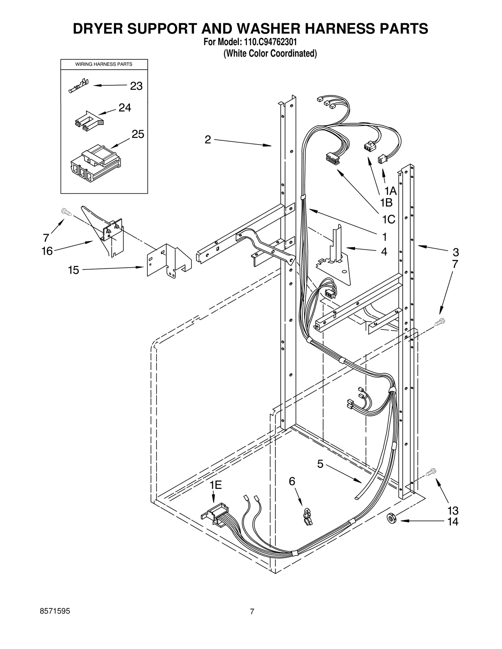 DRYER SUPPORT AND WASHER HARNESS PARTS