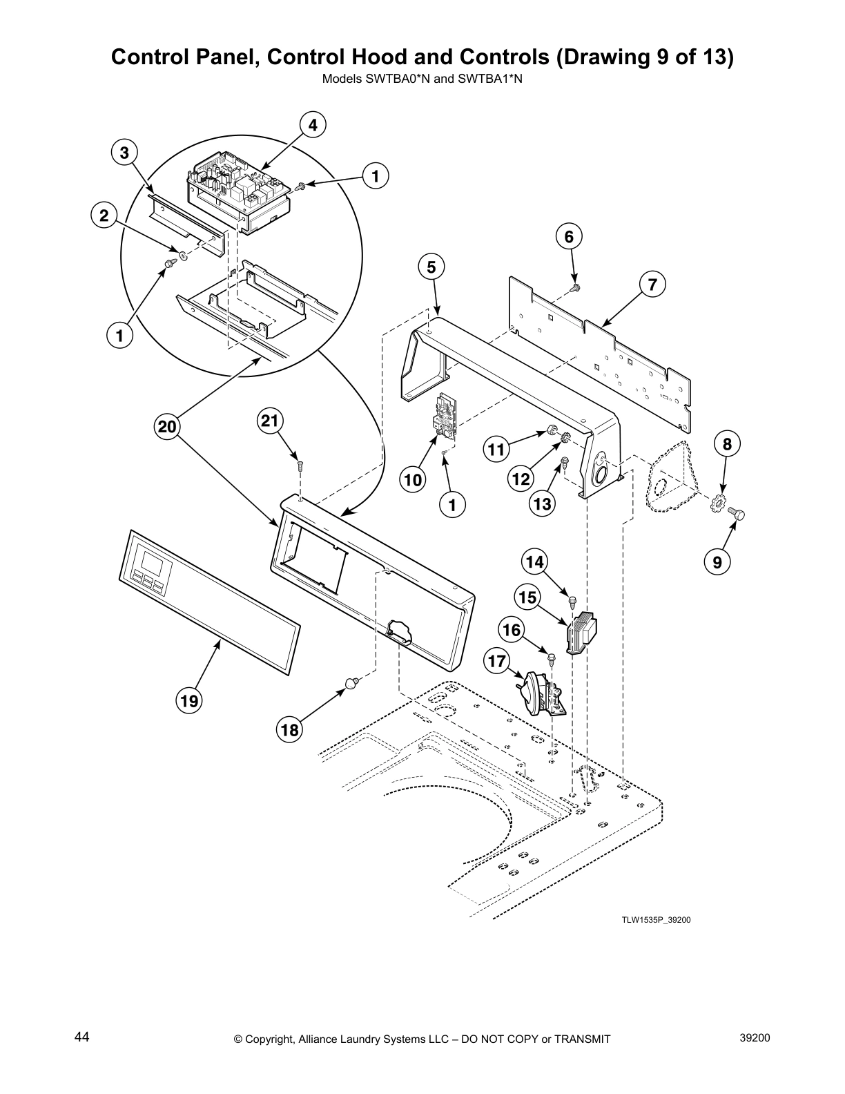 Control Panel, Control Hood and Controls (Drawing 9 of 13)