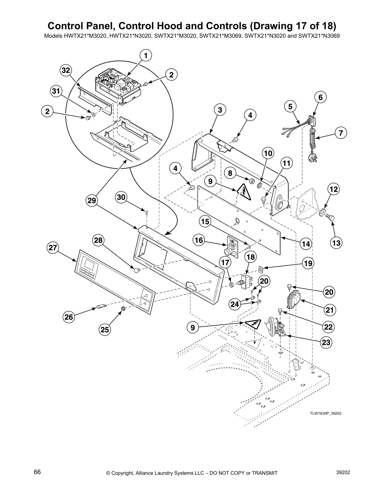 Control Panel, Control Hood and Controls (Drawing 17 of 18)