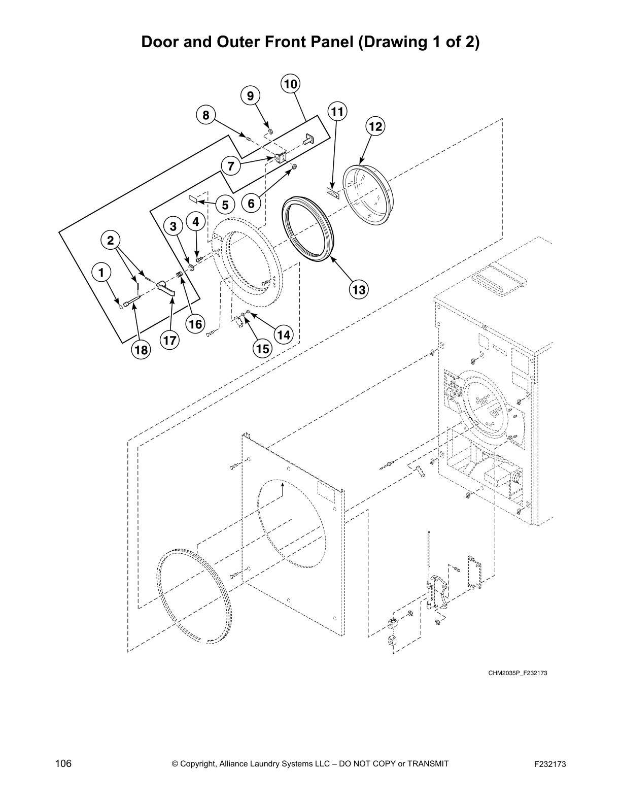 Door and Outer Front Panel (Drawing 1 of 2)