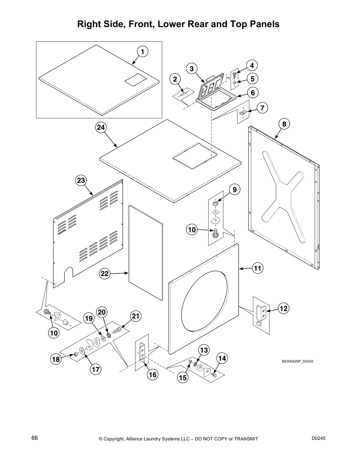 Right Side, Front, Lower Rear and Top Panels
