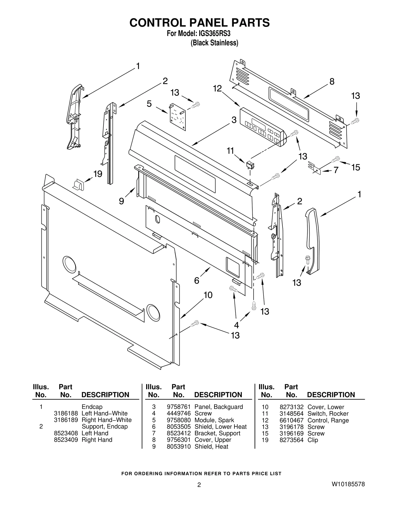 CONTROL PANEL PARTS