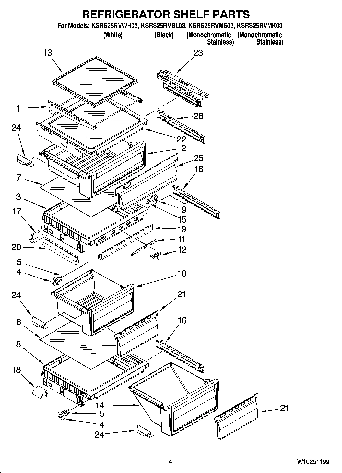03 - REFRIGERATOR SHELF PARTS