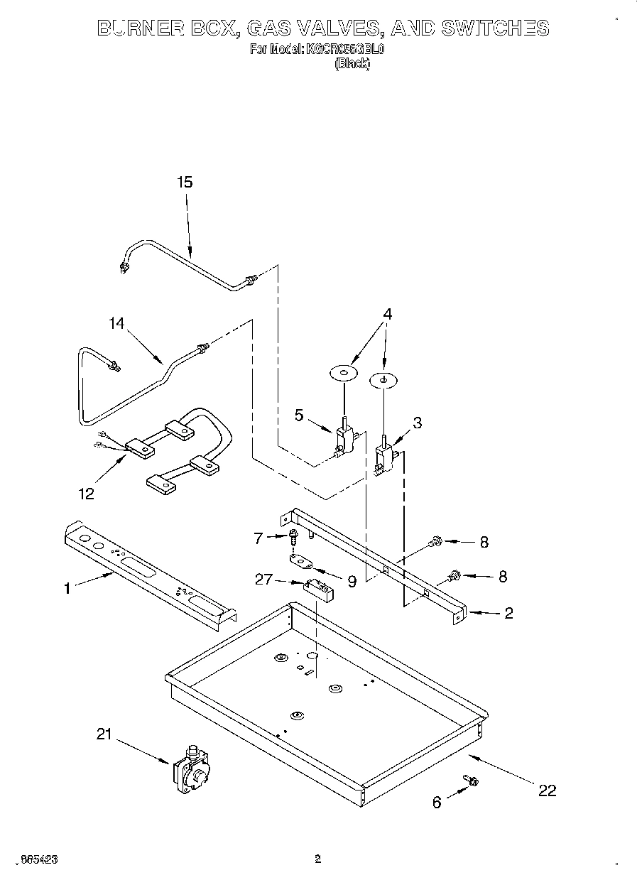 02 - BURNER BOX, GAS VALVES, AND SWITCHES