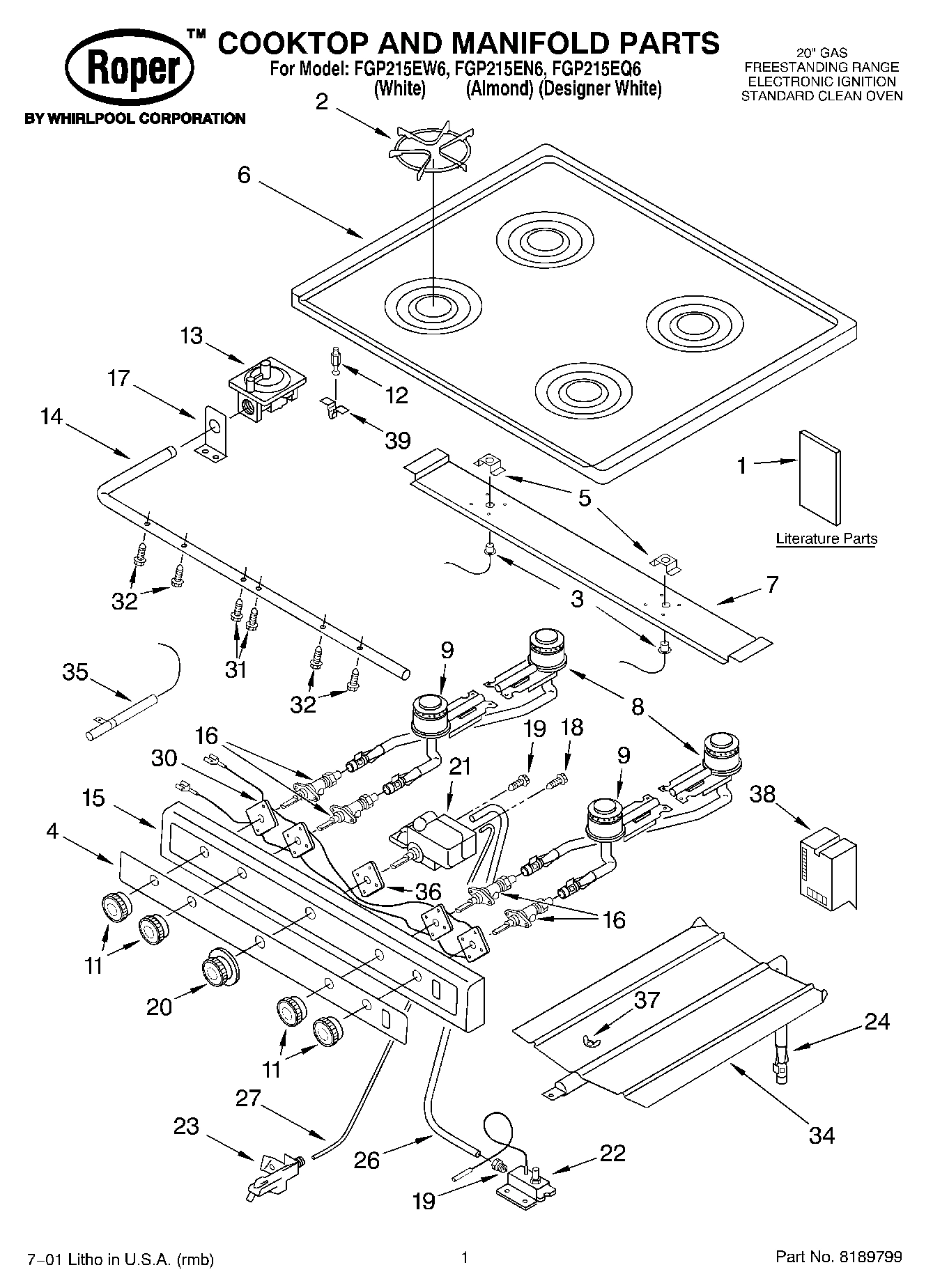 01 - COOKTOP AND MANIFOLD, LITERATURE