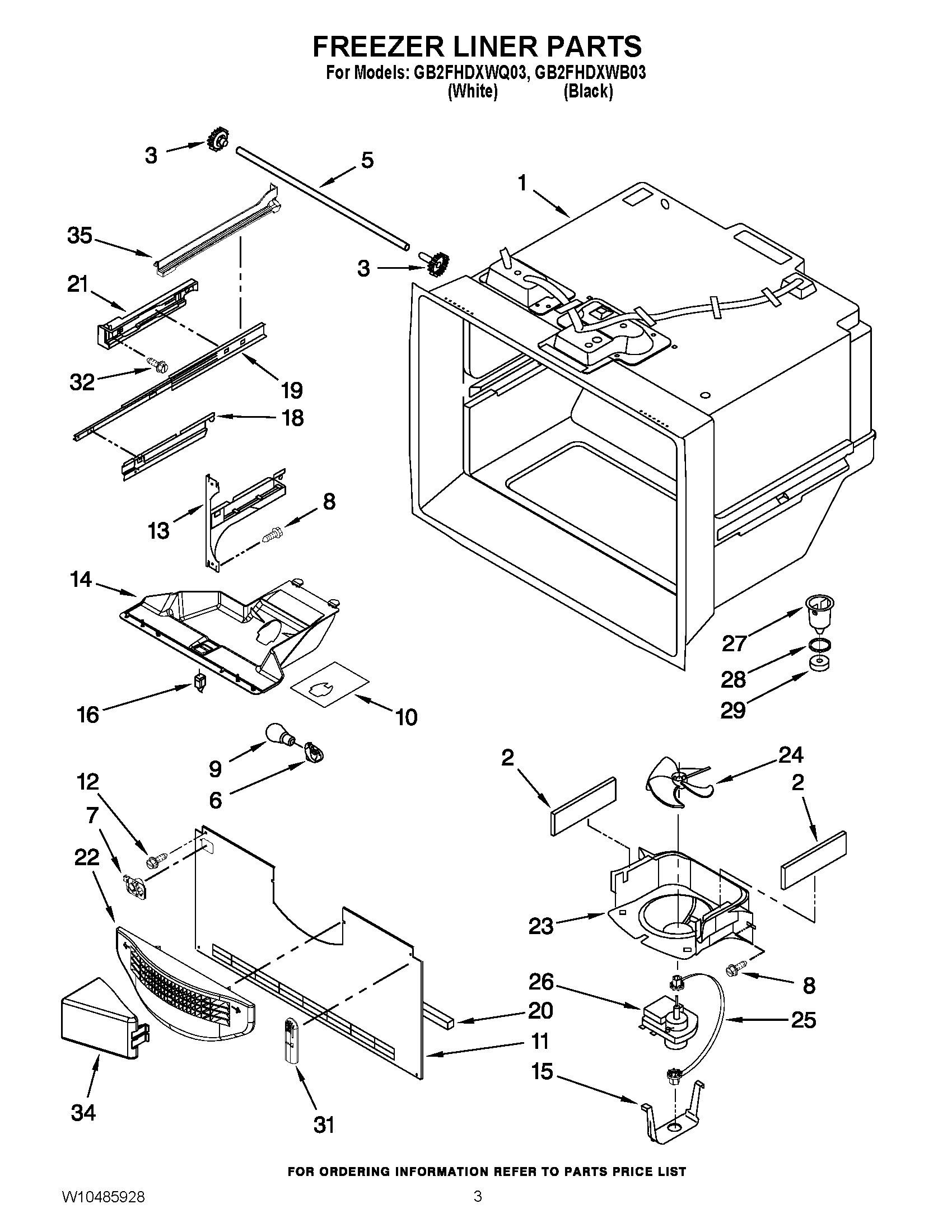 02 - FREEZER LINER PARTS