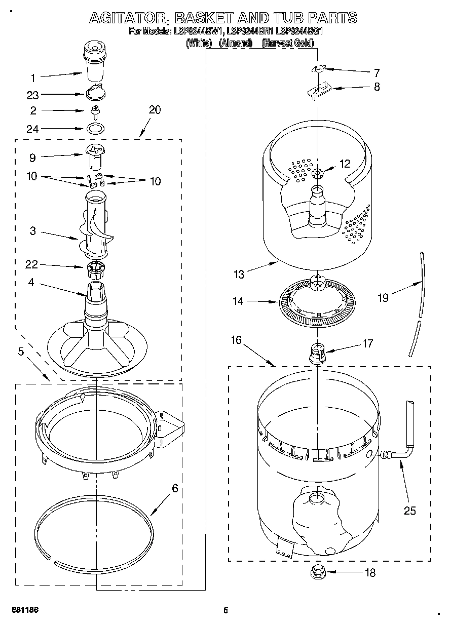 03 - AGITATOR, BASKET AND TUB