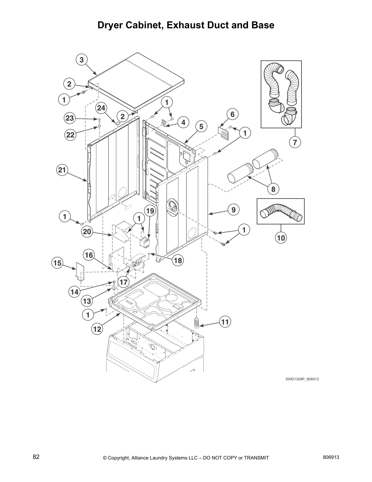 Dryer Cabinet, Exhaust Duct and Base